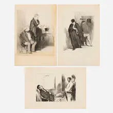 Three works from the Les Gens de justice portfolio by Honoré Daumier, lithograph, sold Nov 2025