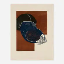 Emmy Lou Packard, Woman Drawing, woodcut in colors on Japan