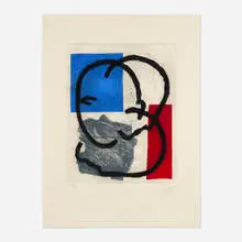 Rafael Canogar, Los viajeros, 1992, etching and aquatint in colors on Arches Vellum