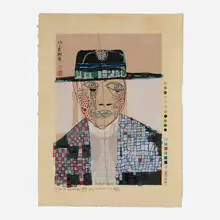 Tears of an Artist (from the Midori No Namida portfolio) by Friedensreich Hundertwasser, 1976, woodcut in colors, sold Nov 2025