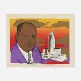 Jeffrey Vallance, Untitled (Tom Bradley), 1976, screenprint in colors