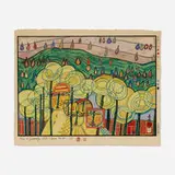 Friedensreich Hundertwasser, The Rain Falls Far From Us (from the Midori No Namida portfolio), 1976, woodcut in colors