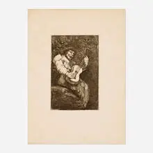 El Cantor Ciego (The Blind Singer) (from Le Peintre Graveur Illustré: Goya) by Francisco Goya, etching, aquatint and drypoint on Japan paper, sold Nov 2025