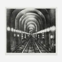 August Mosca, Subway Tunnel, c. 1950, lithograph