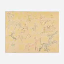 Jean Cocteau, A Group of Centaurs, 1956, lithograph in colors on Arches