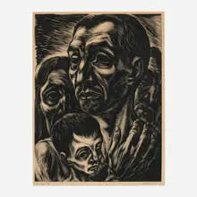 Isaac Friedlander, My People, 1942, wood engraving