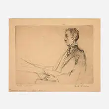 Mr. Smythe Reading by Paul Cadmus, c. 1925, etching, sold Nov 2025