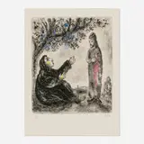 Marc Chagall, Débora la prophétesse (from La Bible portfolio), 1958, etching with hand-coloring in watercolor on Arches