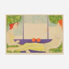 Léonor Fini, Le train blanc, 1970, lithograph in colors