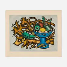 Le Compotier by Fernand Léger, 1952, etching and aquatint in colors on BFK Rives, sold Nov 2025