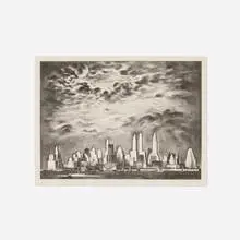 Louis Lozowick, Storm over Manhattan, 1936, lithograph