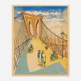 Leon Bibel, Brooklyn Bridge, 1939, screenprint in colors