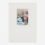 Salvador Dalí, Ponte de rodillas (from the Les Caprices de Goya portfolio), 1977, drypoint etching and heliogravure in colors with stencil on BFK Rives