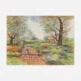 Hugues Claude Pissarro, Mademoiselle Leblanc au Jardin, pastel on paper