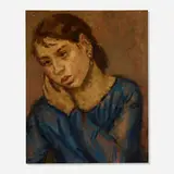 Moses Soyer, Pensive Woman, oil on canvas