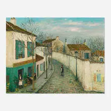 Alois Lecoque, French Street Scene, oil on panel