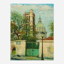 Alois Lecoque, Street Scene, oil on board