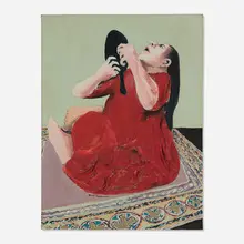 Benny Andrews, Mirror, Mirror, 1964, oil on canvas with applied painted fabric