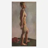 Moses Soyer, Standing Nude, 1962, oil on canvas