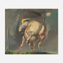 Jon Corbino, Racing Horse, oil on paper laid to Masonite