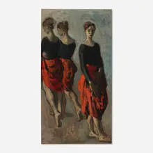 Moses Soyer, Dancers, oil on canvas