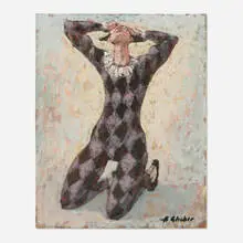 Benjamin Glicker, Harlequin, oil on canvas board