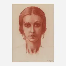 Constantine Pougialis, Untitled (Portrait), conte crayon on paper