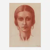 Constantine Pougialis, Untitled (Portrait), conte crayon on paper