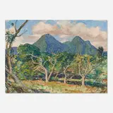 Everett Warner, Martinique, Mont Pelée, watercolor and gouache on paper mounted to board
