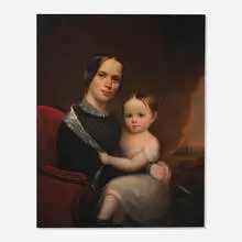 attribution Abel Buel Moore, Portrait of a Mother and Daughter, c. 1850, oil on canvas