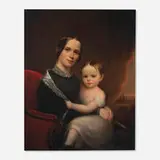 attribution Abel Buel Moore, Portrait of a Mother and Daughter, c. 1850, oil on canvas