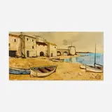 Charles Levier, Petit port de pêche, c. 1970, oil on canvas