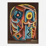 Untitled (Face) by Derek Aylward, 2020, acrylic on canvas in artist's frame, sold May 2026