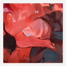 Stefan Hoza, Red Stack, 2021, oil on canvas