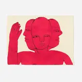 Emma Kohlmann, Deep Red Trihead, 2020, watercolor and sumi ink on paper