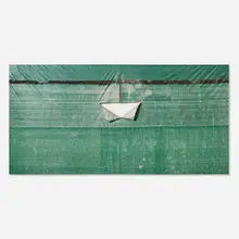 Aaron Bobrow, Under the Bridge (Peter), 2012, found tarp on stretcher bars
