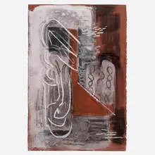 John Walker, Black Canoe V, 1988, mixed media on paper