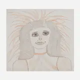 Lee Godie, Beautiful Woman, ballpoint pen on canvas