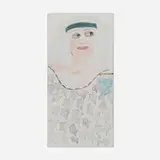 Lee Godie, Figures, ballpoint pen and paint on unstretched canvas