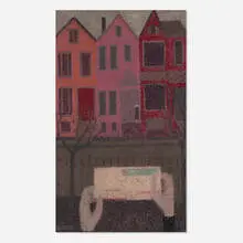 Margo Hoff, Street in the Morning, oil on Masonite