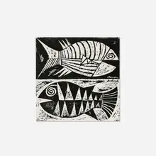 Aaron Bohrod, Fish Tile, glazed porcelain