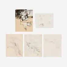 Richard Hunt, Five works, 1959, pencil on paper; ink on tissue paper; ink and casein on paper; pencil on Strathmore