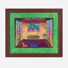 Hollis Sigler, There is Pain that Unlocks the Heart to the Freedom of the Soul, acrylic on paper in painted artist's frame