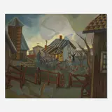 V.M.S. Hannell, Farm Scene, 1933, oil on Masonite