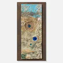 Ruth Duckworth, Earth, Water, Sky (maquette), c. 1970, glazed stoneware mounted to wood
