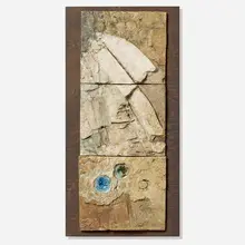 Ruth Duckworth, Earth, Water, Sky (maquette), c. 1970, glazed stoneware mounted to wood