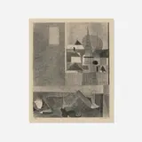 Miyoko Ito, Asleep, 1950, lithograph on Basingwerk Parchment