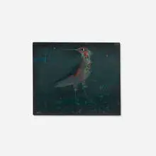 Karl Priebe, Shore Bird with Insect, 1948, gouache on board