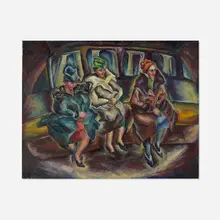 Bernece Berkman, Untitled (Three Seated Women), oil on canvas