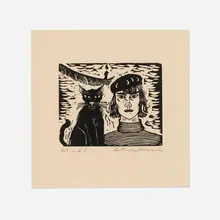Gertrude Abercrombie, Cat and I, 1936, relief print